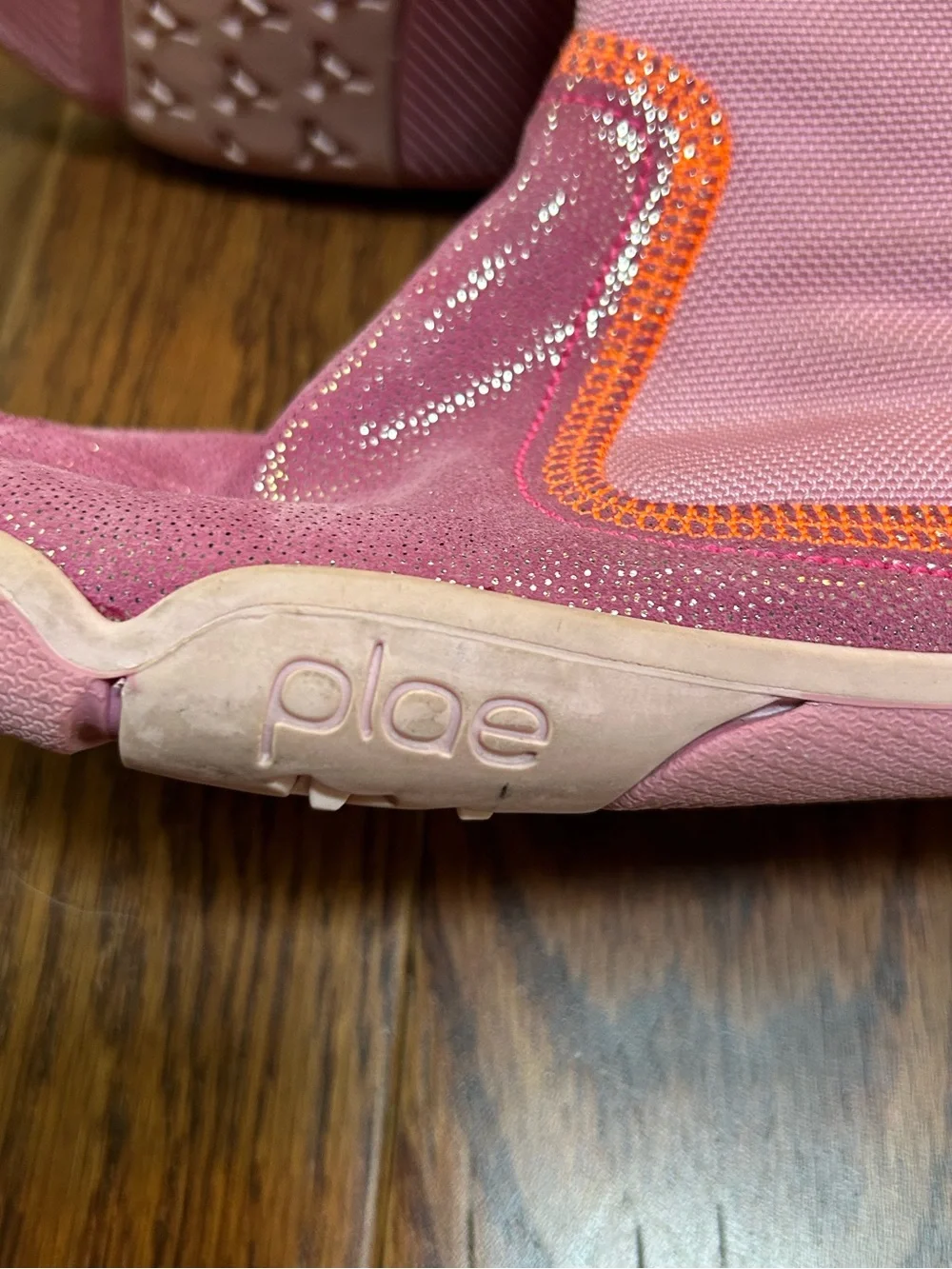 PLAE Camille Pink and Orange Glitter Boots Size 1